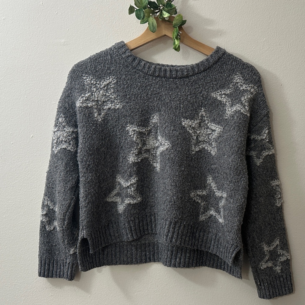 PINK ROSE Charcoal Star Sweater SIZE XL 16 (GIRL’S) Gift Gray Layer Weekend